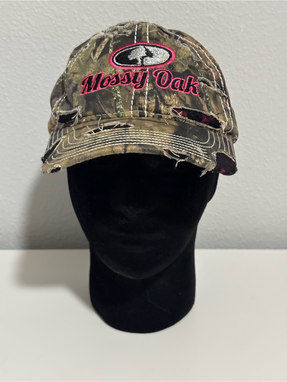 Mossy Oak Camouflage Baseball Cap with Pink Embroidered Logo